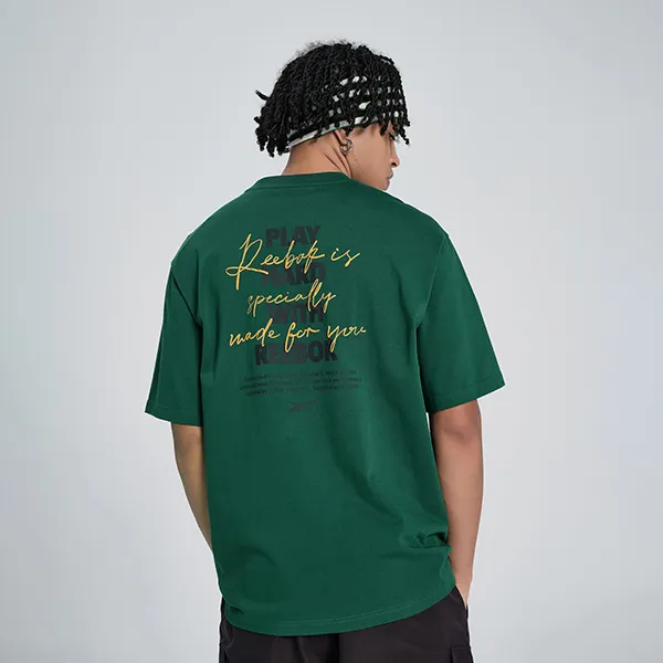 Reebok Drop Shoulder Sleeve T Shirt Unisex Dark Green-4
