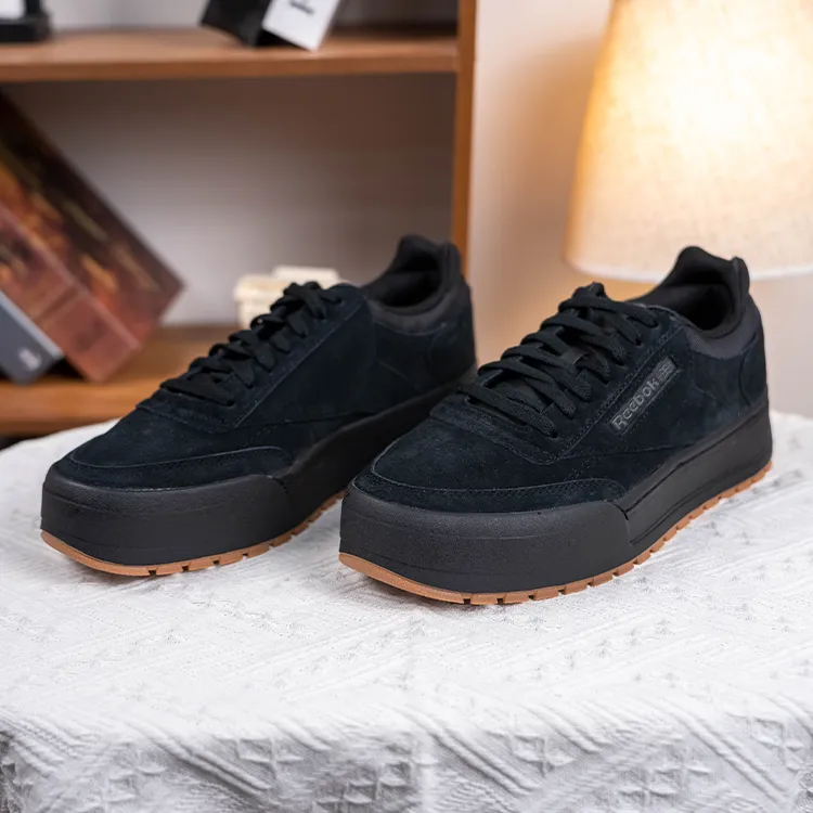 Reebok CLUB C MEGACOURT Height Increasing Wear Resistant Slip Resistant Low Top Skateboard Shoes Unisex Black Warrior-6