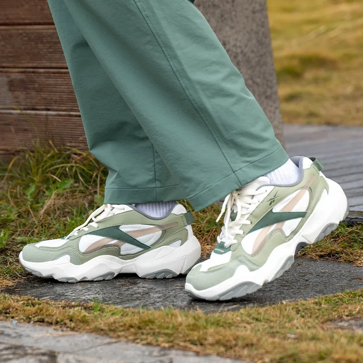 Reebok FLUFFI PUFF CN Anti Slip And Wear Resistant Height Increasing Low Top Running Shoes Unisex White Green-6