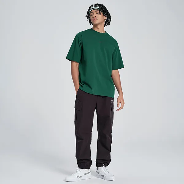 Reebok Drop Shoulder Sleeve T Shirt Unisex Dark Green-1