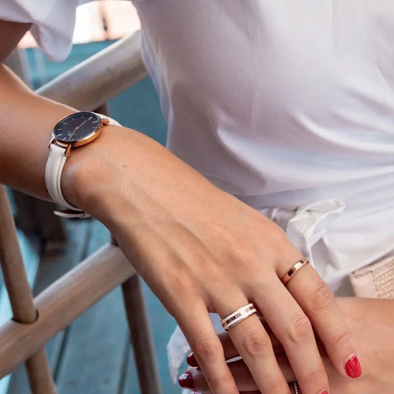 Daniel Wellington Alloy Rings Unisex White Gold-3