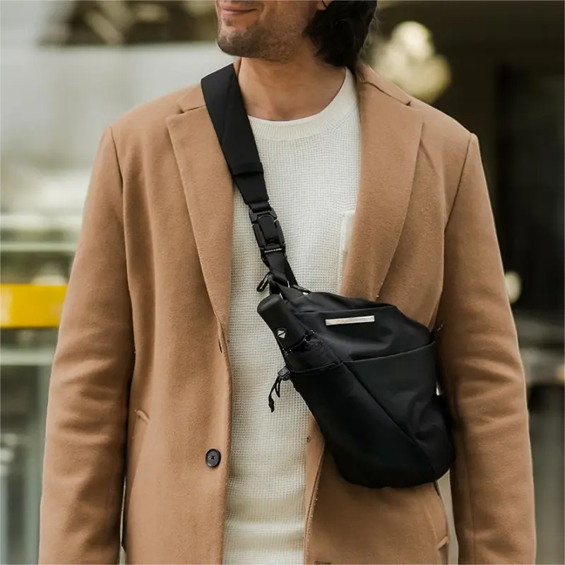NIID Polyester/Nylon Crossbody, One Shoulder, Gun Bag, Sling Bag Men's Obsidian Black/Shadow Gray-2