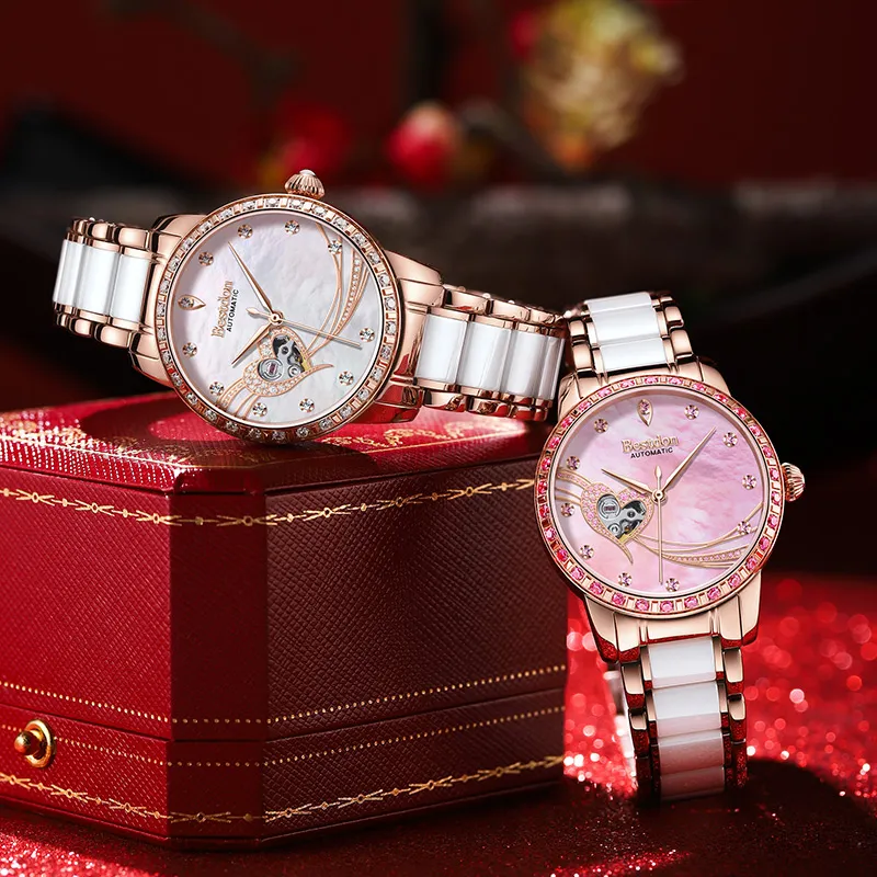 Bestdon Automatic Mechanical Movement Ceramic Strap Watch Women's Watch Mother-of-Pearl Color Watch Dial-7