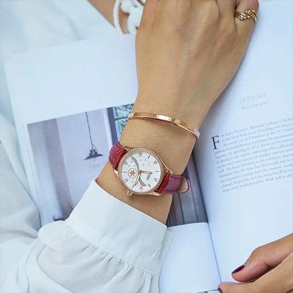 Bestdon Mechanical Movement Genuine Leather Strap Watch Women's Watch White Dial-7