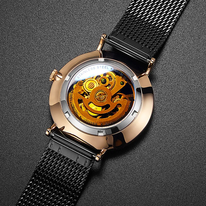 Bestdon Automatic Mechanical Movement Stainless Steel Watchband Watch Men's Watches Black Dial-10