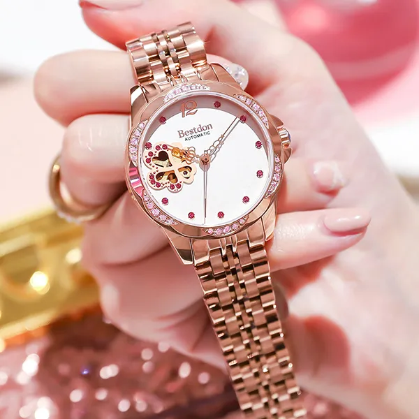 Bestdon Mechanical Movement Stainless Steel Watchband Watch Women's Watch Mother-of-Pearl Color Watch Dial-1