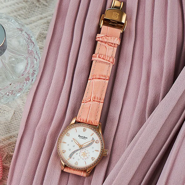 Bestdon Mechanical Movement Genuine Leather Strap Watch Women's Watch White Dial-14