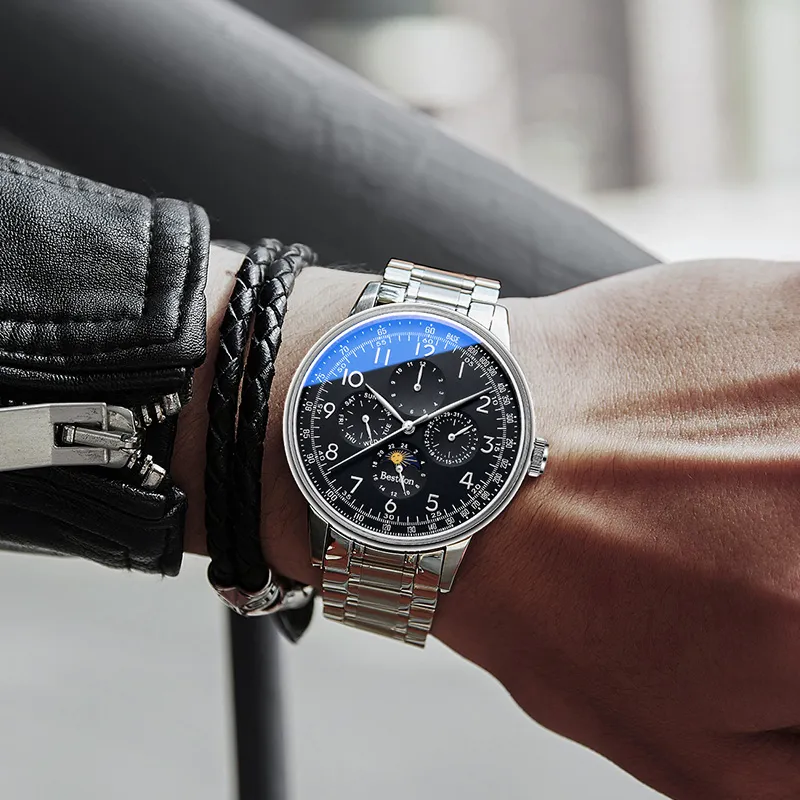 Bestdon Automatic Mechanical Movement Stainless Steel Watchband Watch Men's Watches Black Dial-18