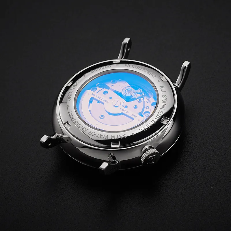 Bestdon Automatic Mechanical Movement Stainless Steel Watchband Men's Watches Black Dial-9