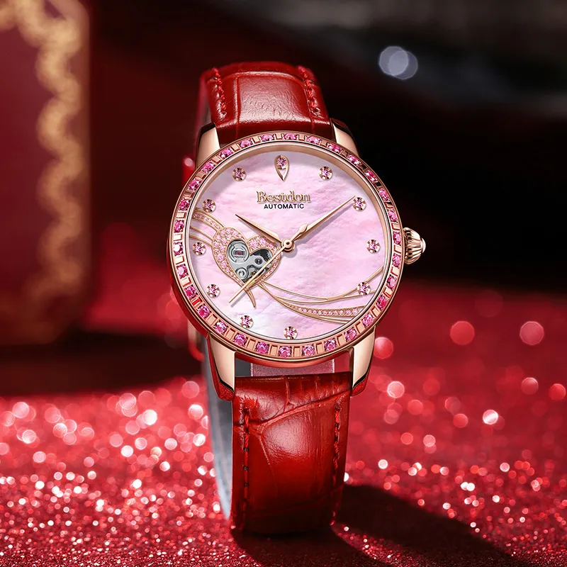 Bestdon Automatic Mechanical Movement Ceramic Strap Watch Women's Watch Mother-of-Pearl Color Watch Dial-12