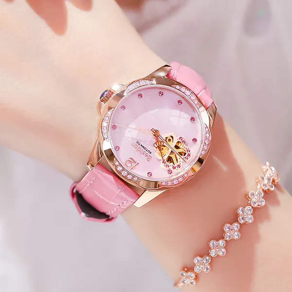 Bestdon Mechanical Movement Stainless Steel Watchband Watch Women's Watch Mother-of-Pearl Color Watch Dial-12