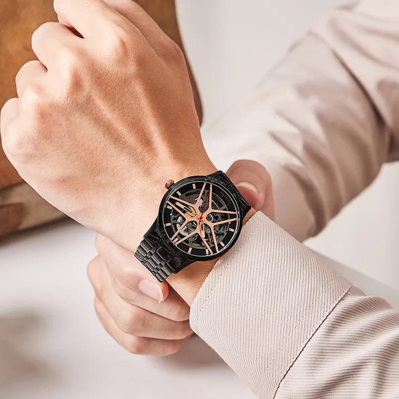 Bestdon Automatic Mechanical Movement Stainless Steel Watchband Men's Watches Black Dial-7