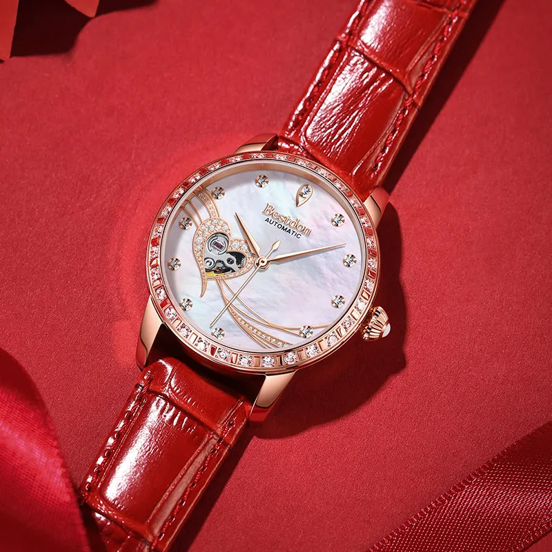 Bestdon Automatic Mechanical Movement Ceramic Strap Watch Women's Watch Mother-of-Pearl Color Watch Dial-9