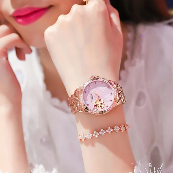 Bestdon Mechanical Movement Stainless Steel Watchband Watch Women's Watch Mother-of-Pearl Color Watch Dial-9