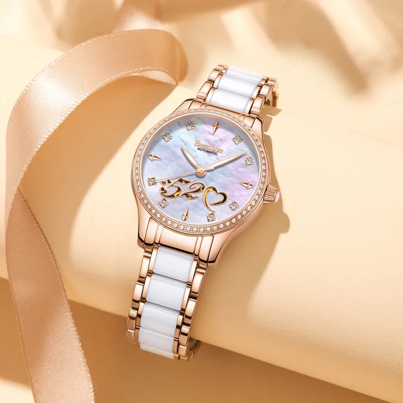Bestdon Automatic Mechanical Movement Watch Women's Watch Mother-of-Pearl Color Watch Dial-17