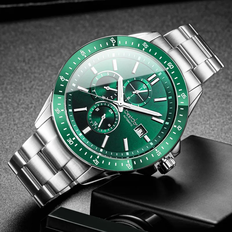 Bestdon Automatic Mechanical Movement Stainless Steel Watchband Men's Watches Green Dial-2