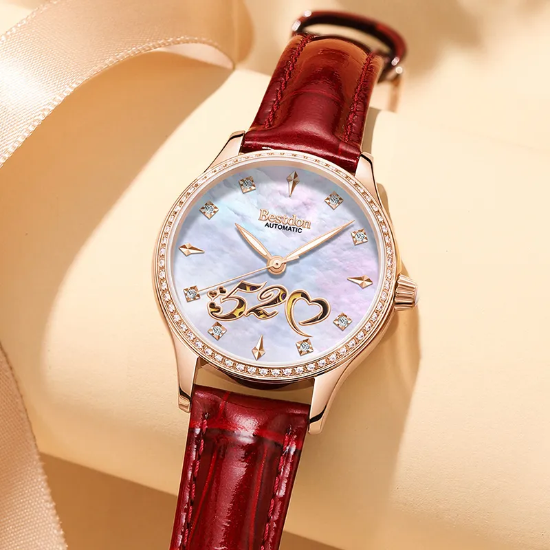 Bestdon Automatic Mechanical Movement Watch Women's Watch Mother-of-Pearl Color Watch Dial-11
