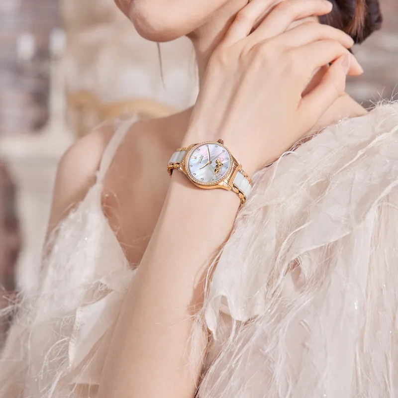 Bestdon Automatic Mechanical Movement Watch Women's Watch Mother-of-Pearl Color Watch Dial-8