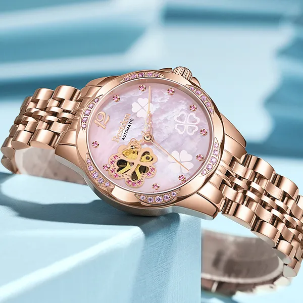 Bestdon Mechanical Movement Stainless Steel Watchband Watch Women's Watch Mother-of-Pearl Color Watch Dial-6
