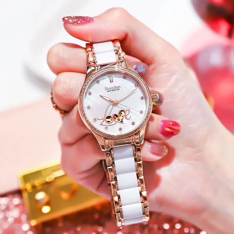 Bestdon Automatic Mechanical Movement Watch Women's Watch Mother-of-Pearl Color Watch Dial-9