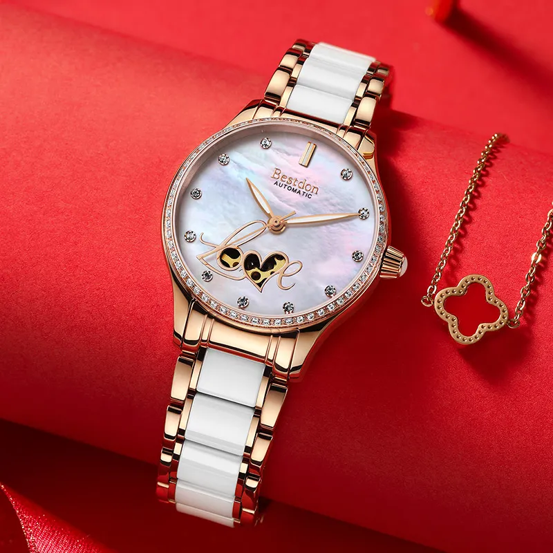 Bestdon Automatic Mechanical Movement Watch Women's Watch Mother-of-Pearl Color Watch Dial-6
