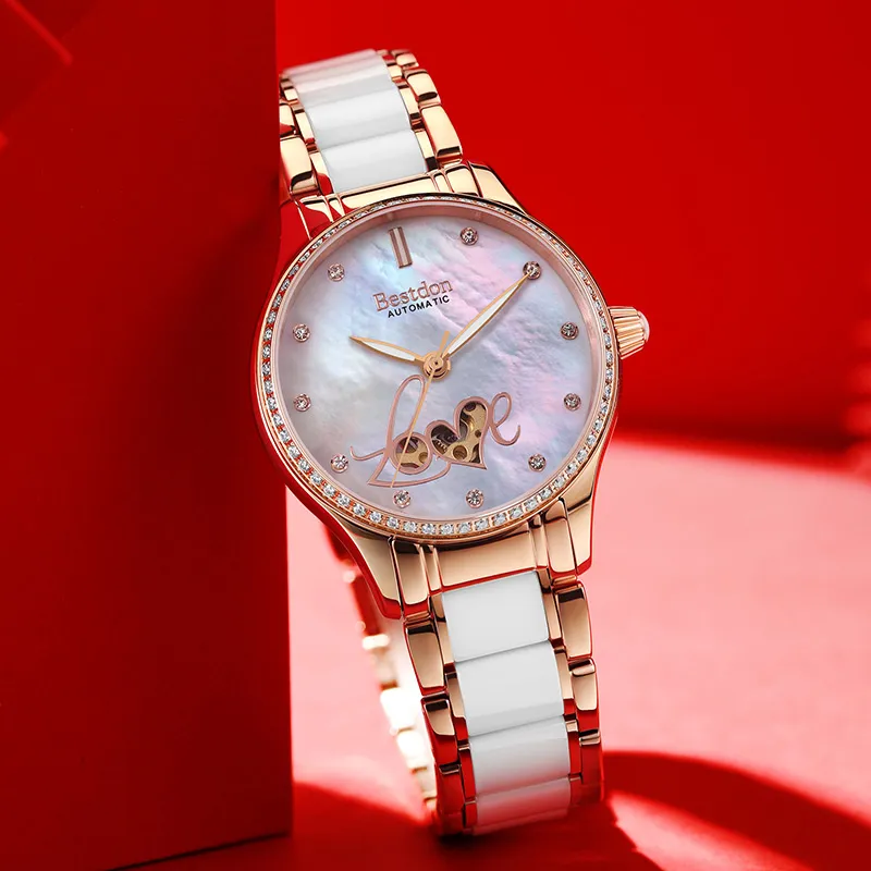 Bestdon Automatic Mechanical Movement Watch Women's Watch Mother-of-Pearl Color Watch Dial-5