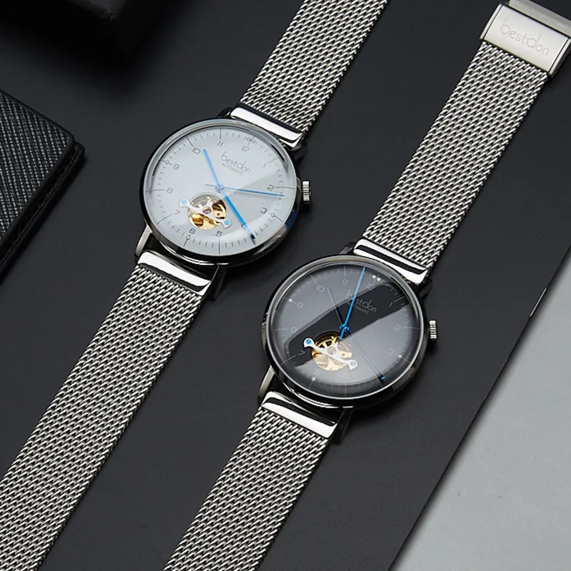 Bestdon Automatic Mechanical Movement Stainless Steel Watchband Men's Watches Black Dial-13