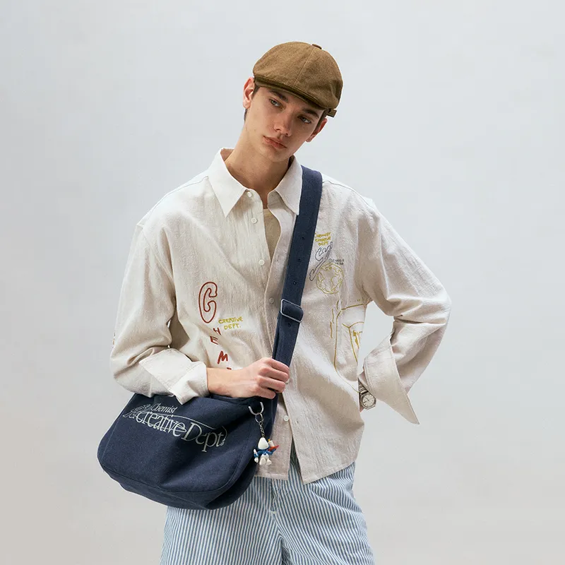 CHEMIST CREATIONS Polyester Commute Shoulder Bag Unisex Navy Blue/cream White-2