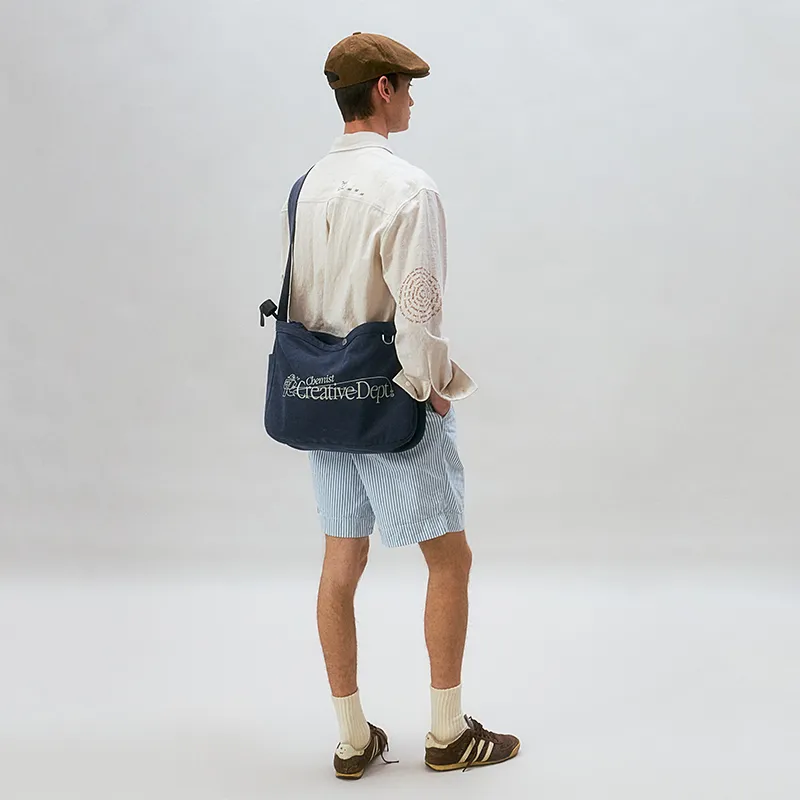 CHEMIST CREATIONS Polyester Commute Shoulder Bag Unisex Navy Blue/cream White-3