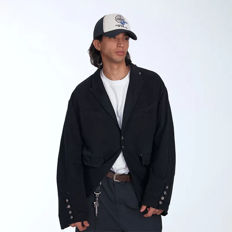 C2H4 Faded effect Cotton Blazer-2