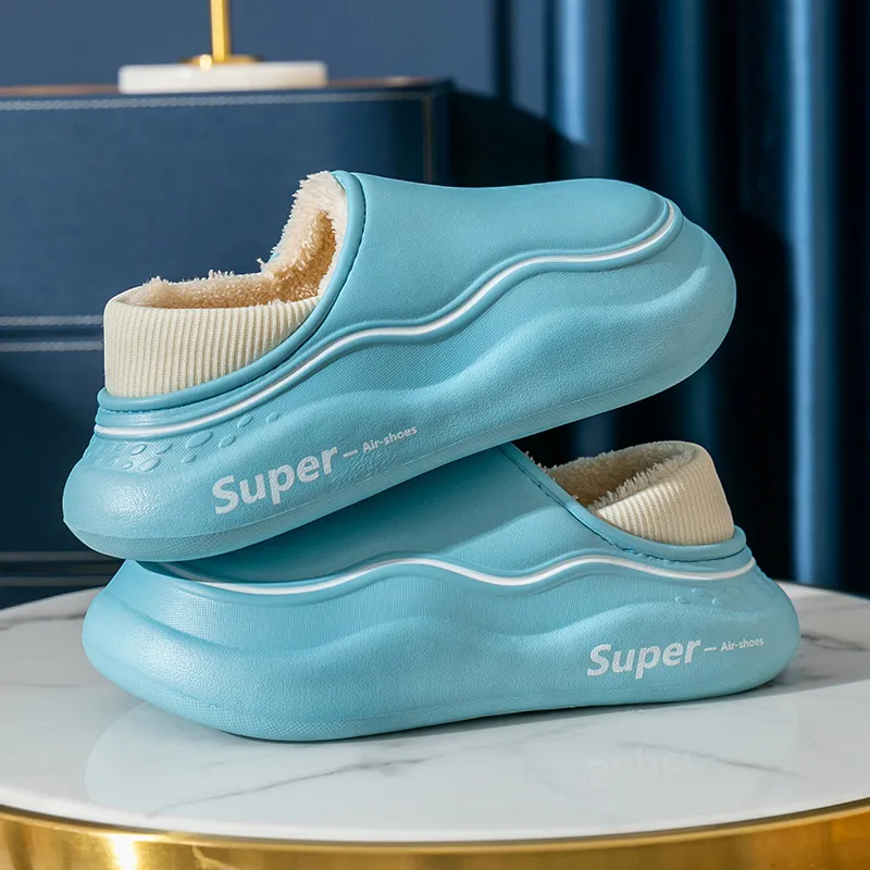 Shangheng Platform Cotton Slipper With Shoe Bag Heel, Slip on, Home Use, Autumn Winter, Indoor-3