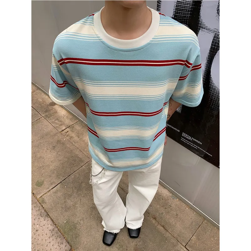 VERAF CA T Shirts Unisex Light Blue Stripes-2