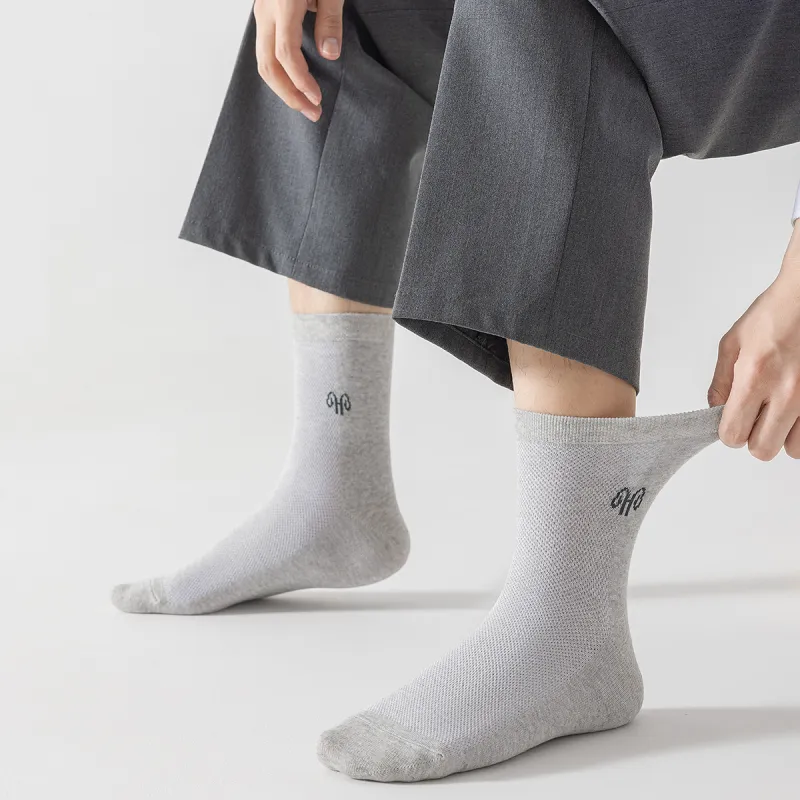 H YXIANG Mid Calf Socks Men's 6 Pack-5