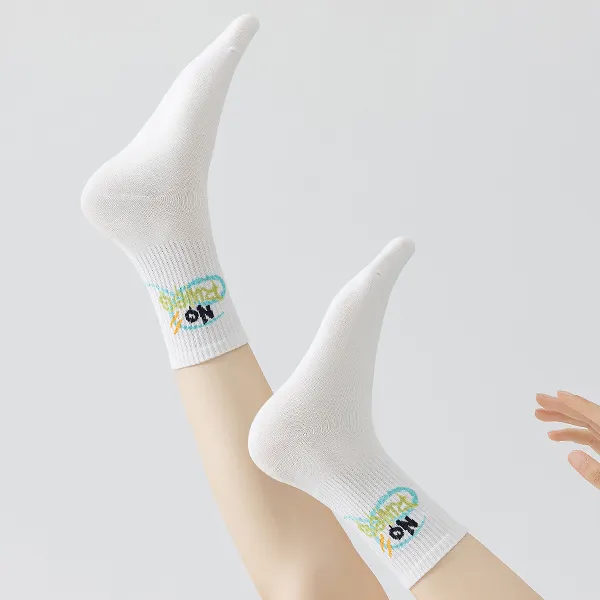 H YXIANG Mid Calf Socks Women's 5 Pack-5