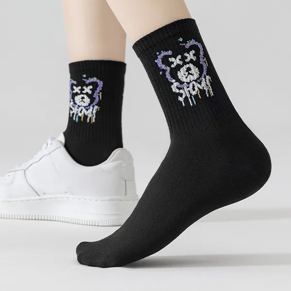 H YXIANG Mid Calf Socks Women's 5 Pack-1