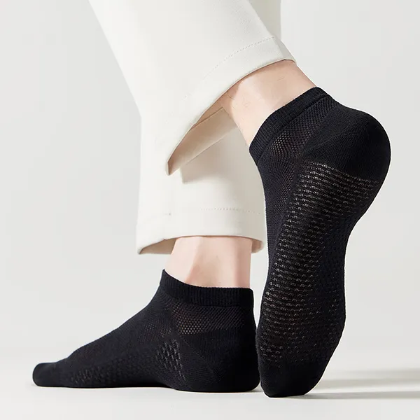 H YXIANG Ankle Socks Men's 6 Pack Black-3