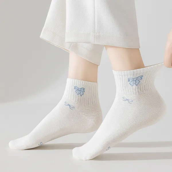 H YXIANG Ankle Socks Women's 5 Pack Light Blue Shades-3
