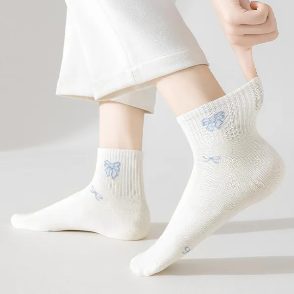 H YXIANG Ankle Socks Women's 5 Pack Light Blue Shades-5