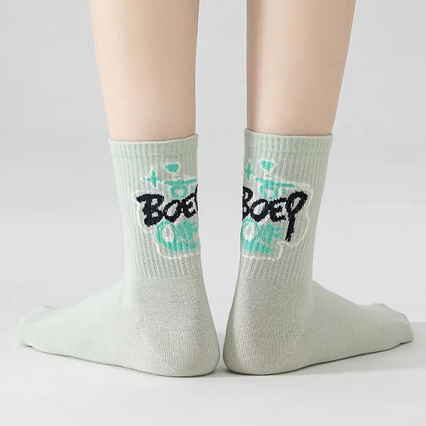 H YXIANG Mid Calf Socks Women's 5 Pack-3