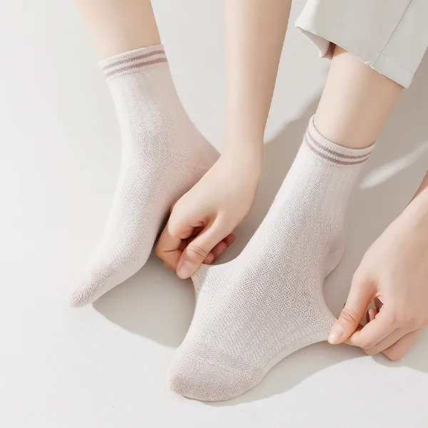 H YXIANG Mid Calf Socks Women's 5 Pack-5