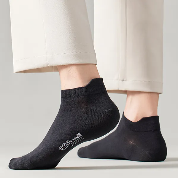 H YXIANG Ankle Socks Men's 6 Pack Black-1