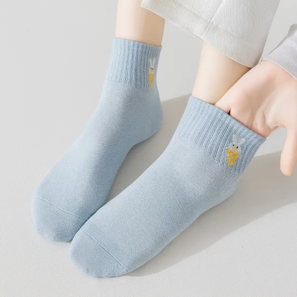 H YXIANG Ankle Socks Women's 5 Pack Light Blue Shades-4