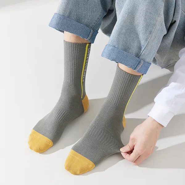 H YXIANG Mid Calf Socks Men's 5 Pack-1