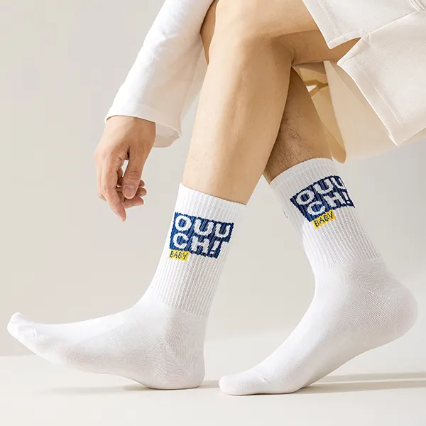 H YXIANG Mid Calf Socks Men's 5 Pack-4