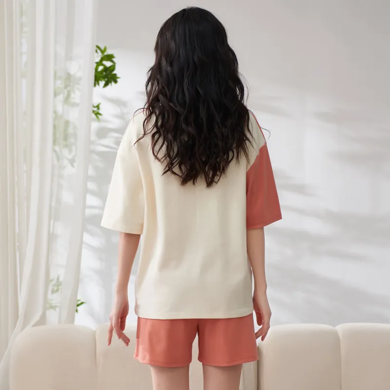 H YXIANG Pajama Set Women's Orange Pink-1