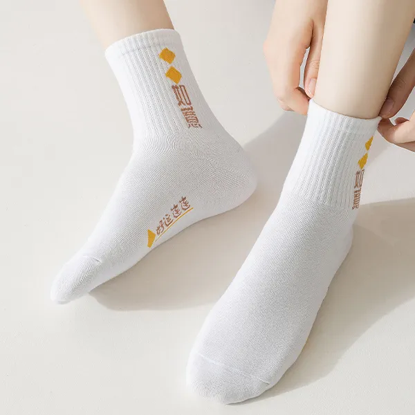 H YXIANG Mid Calf Socks Women's 5 Pack-3
