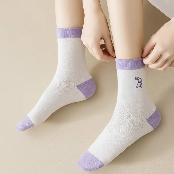 H YXIANG Mid Calf Socks Women's 5 Pack Purple Shades-4