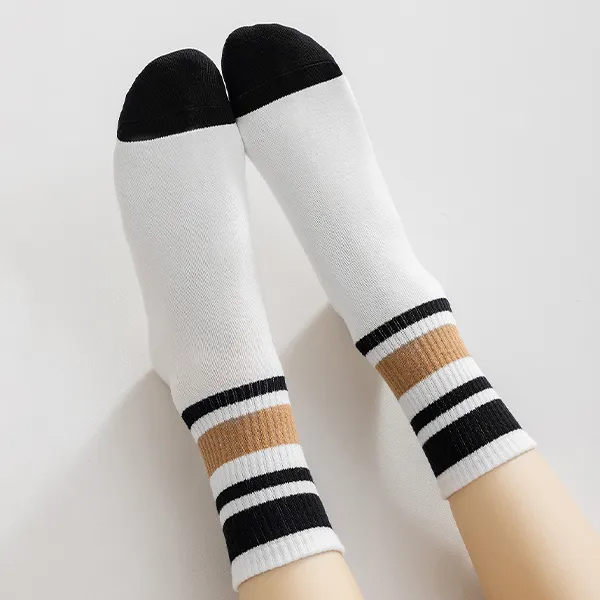 H YXIANG Mid Calf Socks Women's 5 Pack Mixed Color-2