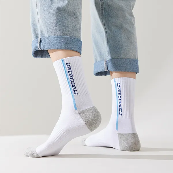 H YXIANG Mid Calf Socks Men's 5 Pack-2
