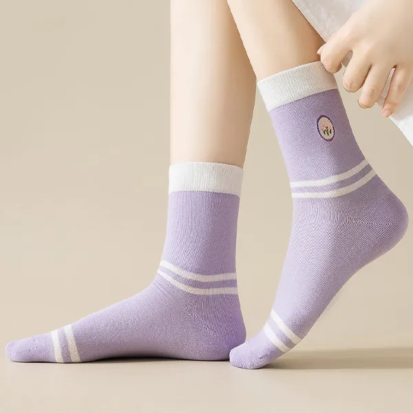 H YXIANG Mid Calf Socks Women's 5 Pack Purple Shades-1